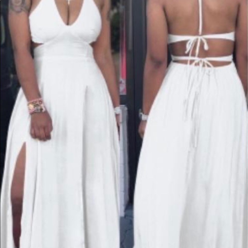 White Criss Cross Maxi Dress